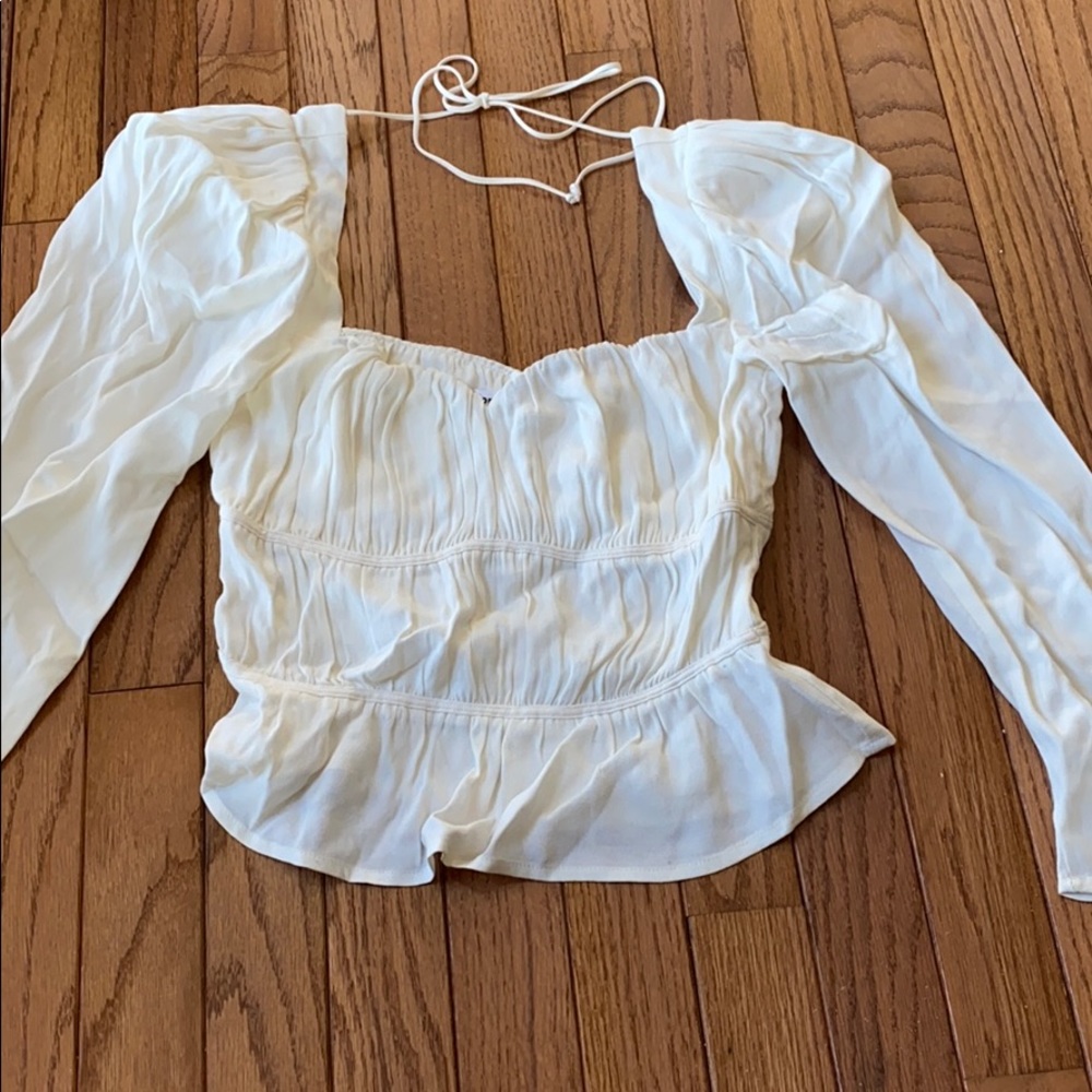 🌟reformation cream ruched blouse